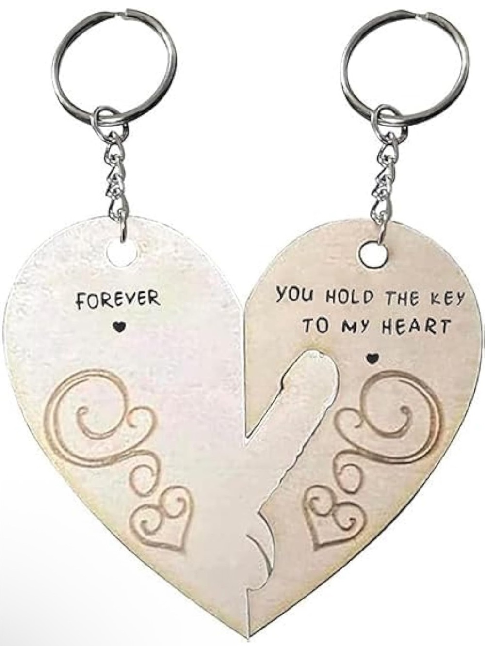 Heart Split Keychain Set – Silver "Forever / You Hold the Key to My Heart"